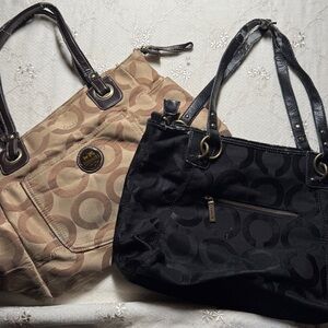 unbranded brown & black patterned tote bag bundle – worn/for repair